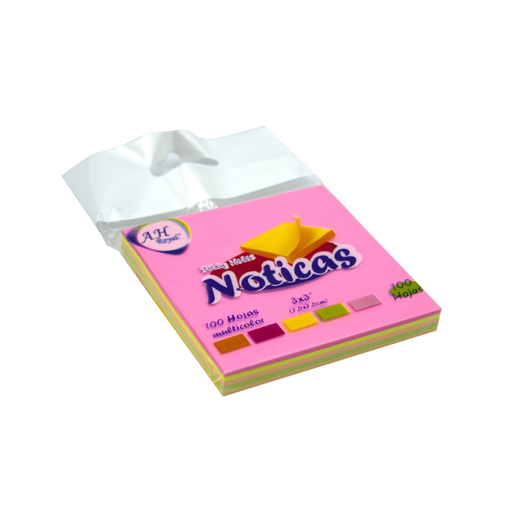 PAPEL AH ROYAL PARA NOTAS x5 COLORES NEÓN 100 HOJAS -CAJA X 600 UNDS-[PAC90509 -3064]