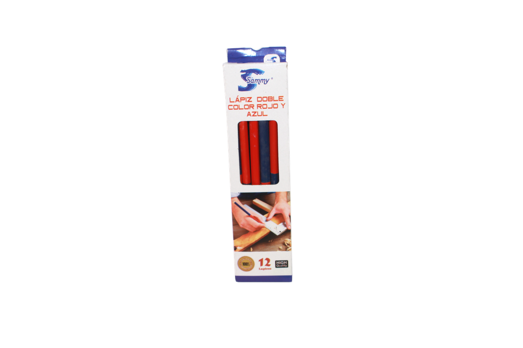 LAPIZ DE MADERA  BICOLOR ROJO Y AZUL (DISPLAY X 12 UND) [PAC60020-3330]